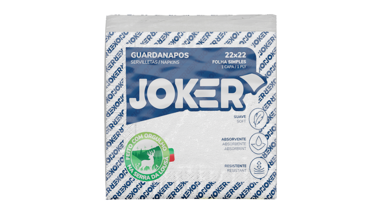 Guardanapos Joker brancos de 22 x 22 cm - fotografia ilustrativa