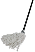 Esfregona de algodão branco com cabo