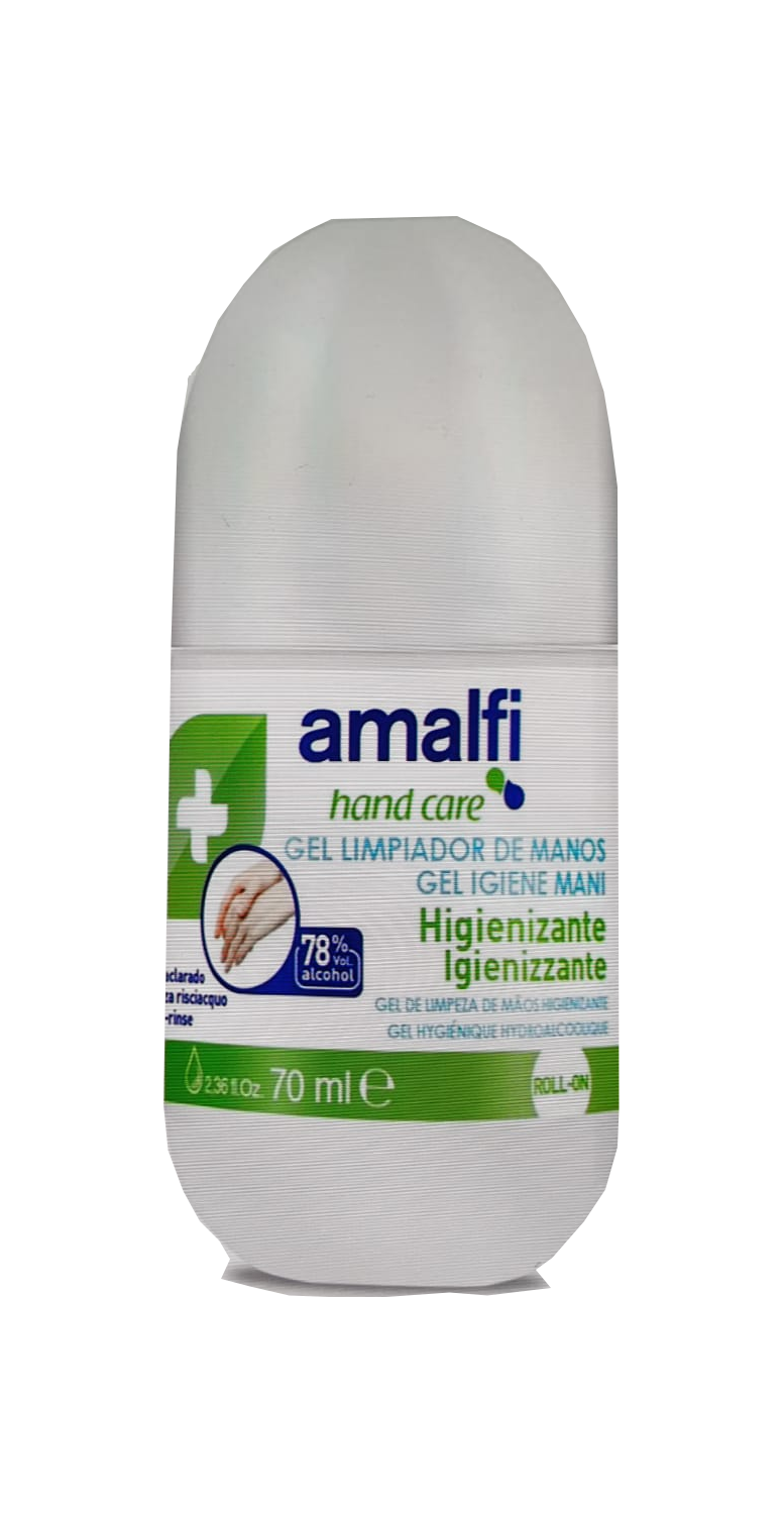 Álcool gel Amalfi roll-on de 70 ml - fotografia ilustrativa do frasco