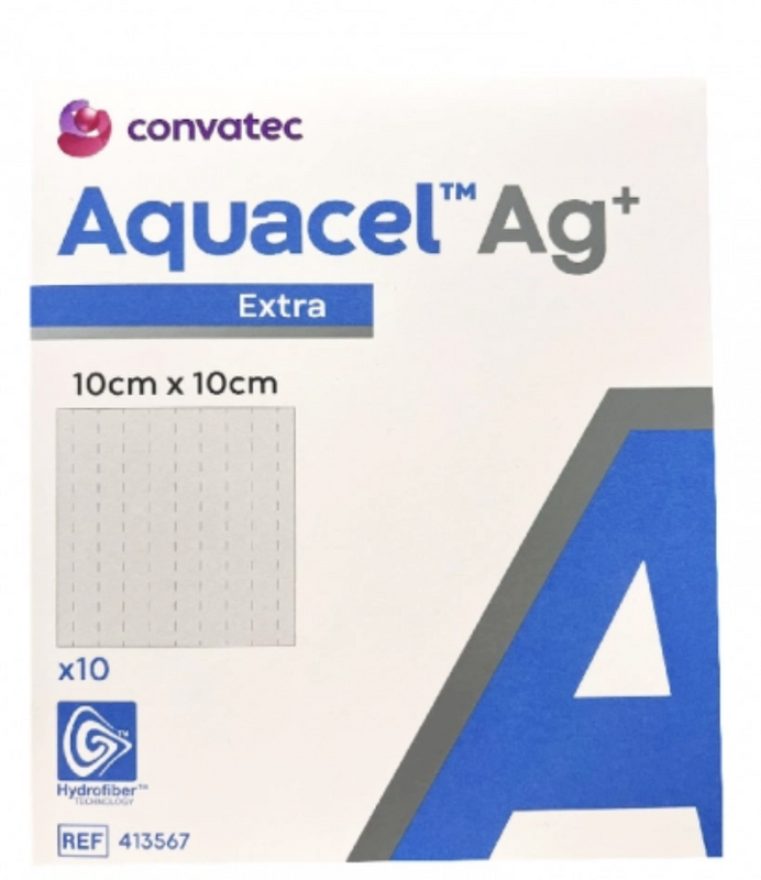 Penso ConvaTec Aquacel Ag+ Extra - 10 × 10 cm, 10 unidades - imagem ilustrativa