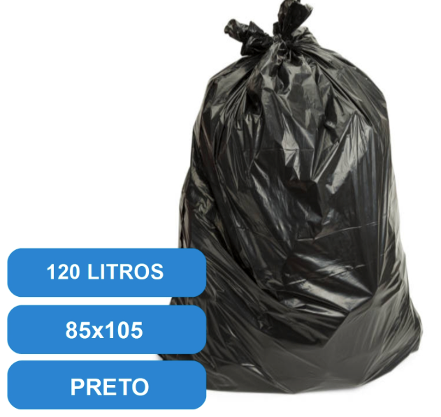 Sacos de plástico preto para lixo 85 × 105, 120 L - 1 rolo de 20un. - imagem ilustrativa