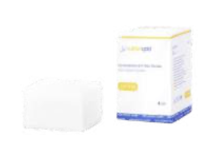 Embalagem de compressas Rubbergold em não tecido, 7,5 × 7,5 cm, 100 unidades.