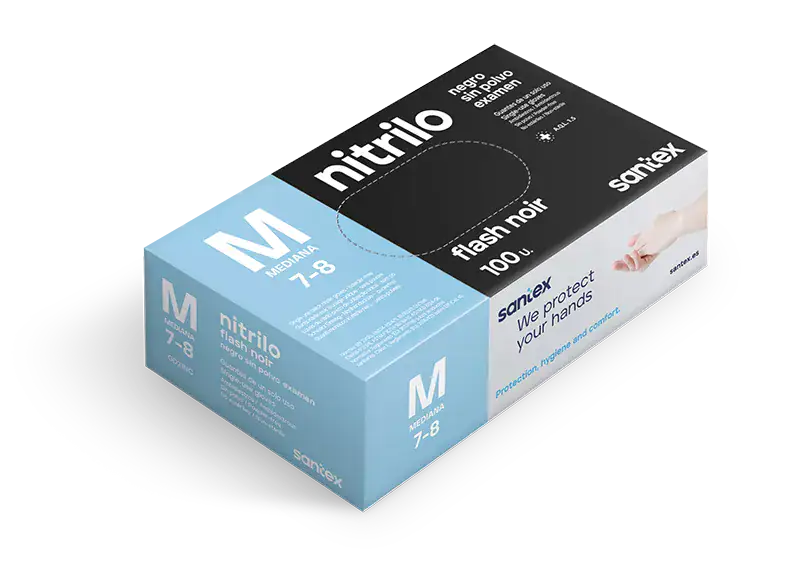 Luvas de nitrilo pretas Santex Flash Noir GD21N sem pó