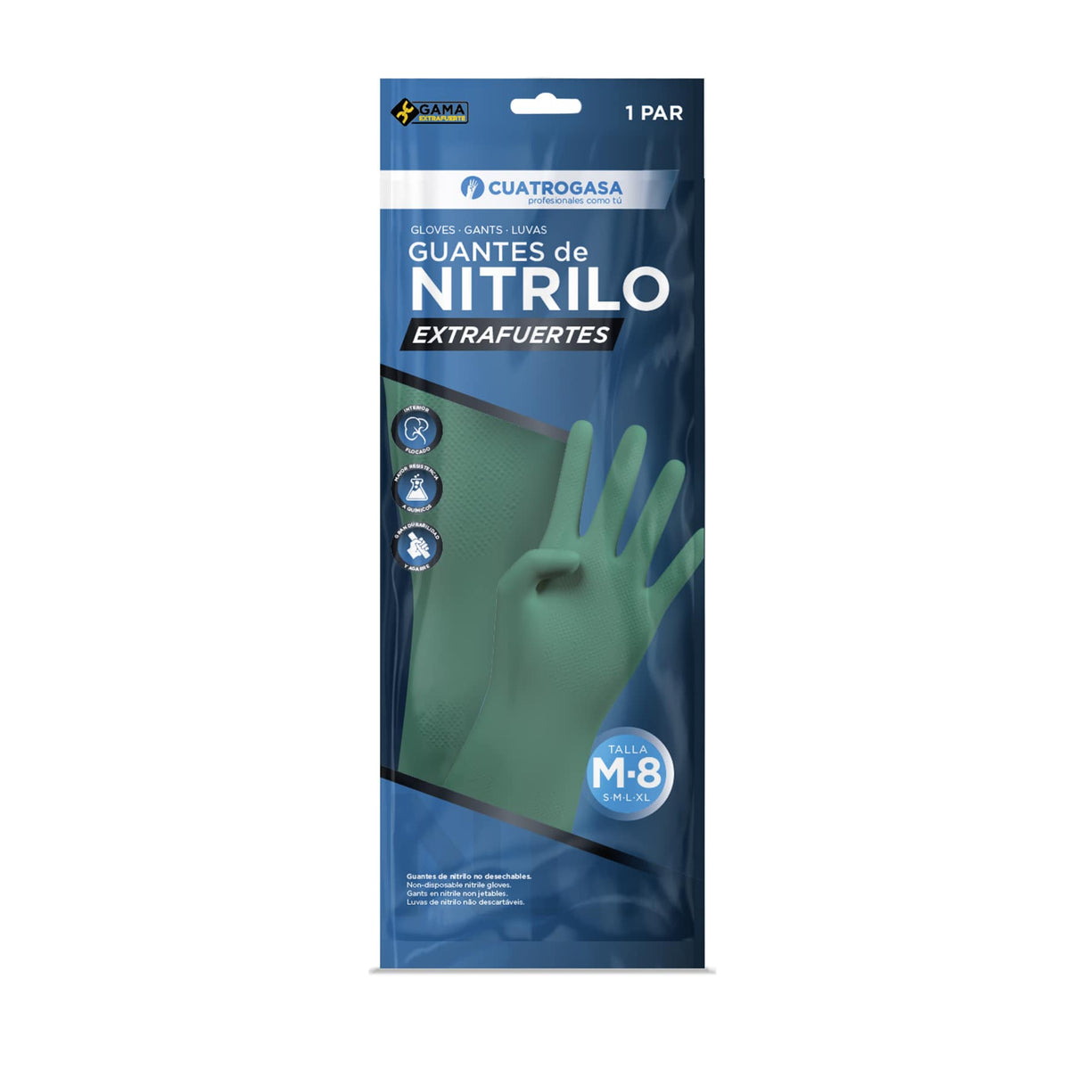 4gasa nitrilo flocado - 1 par - embalagem do fabricante; tamanho M ilustrado. Selecione o tamanho na variante.