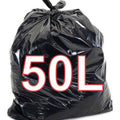 Imagem ilustrativa de um saco preto de 50 L; venda em embalagem de 10 kg