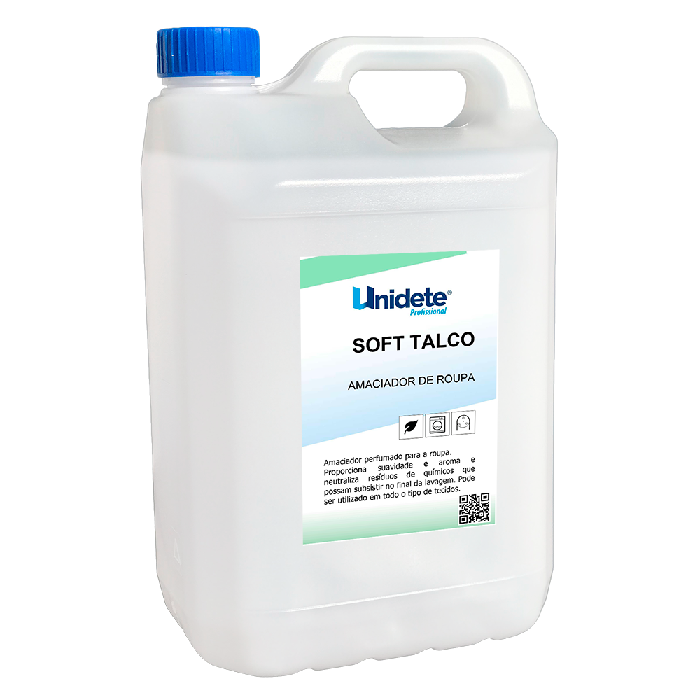 Amaciador Unidete Soft Talco - embalagem apresentada pelo fabricante